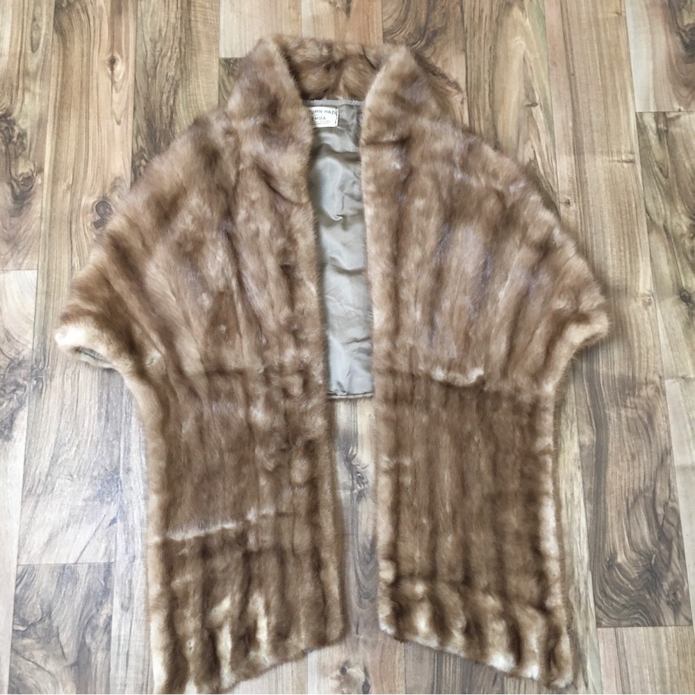 Vintage Autumn Haze Emba Natural Brown Mutation Mink Stole Wrap O/S